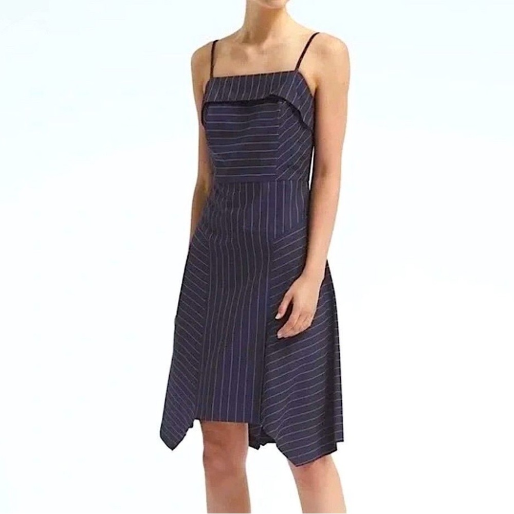 🆕 NWT Banana Republic Asymmetrical Navy Striped Dress Size 0P